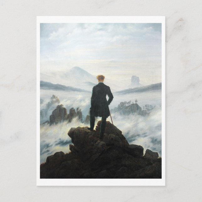 Postal Wanderer por encima del mar de niebla, Friedrich (Anverso)