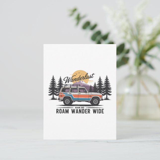 Postal Wanderlust Camper - Roam y Roam Wander Wide (Anverso de pie)