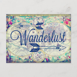 Postal Wanderlust Vintage Map Travel Postcard