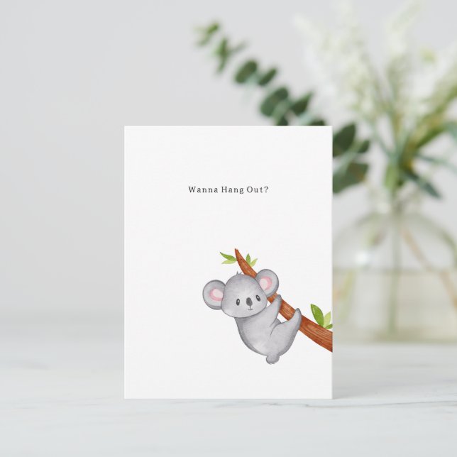 Postal Wanna Hang Out Koala Bear Illustration (Anverso de pie)