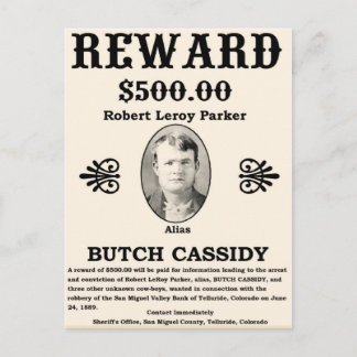 Postal Wanted Butch Cassidy