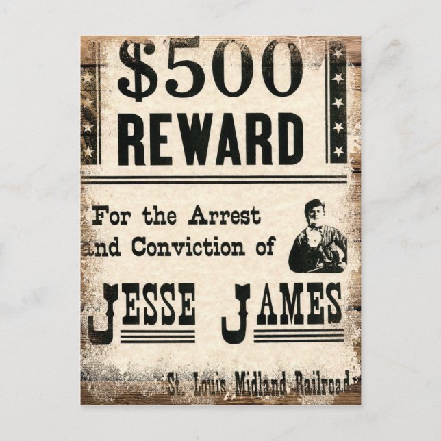 Postal Wanted Jesse James (Anverso)