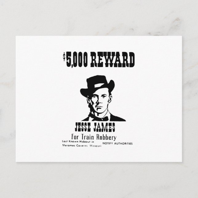 Postal Wanted Jesse James (Anverso)