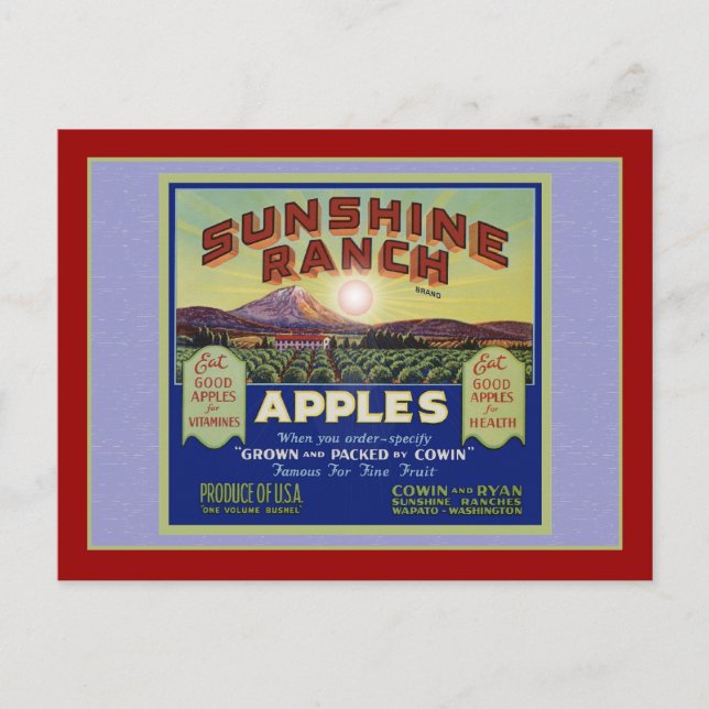 Postal Wapato Washington Apples (Anverso)