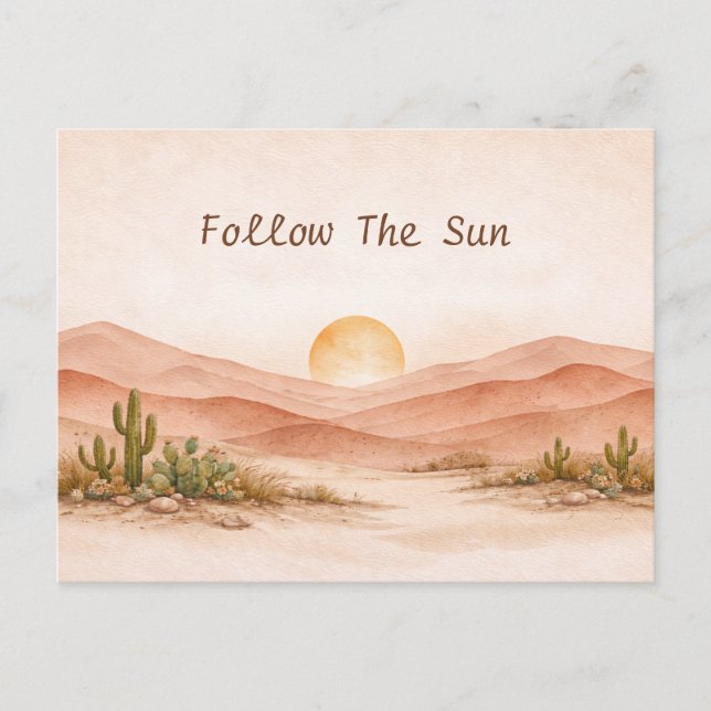 Postal Warm Neutral Watercolor Desert Sunset Landscape (Anverso)