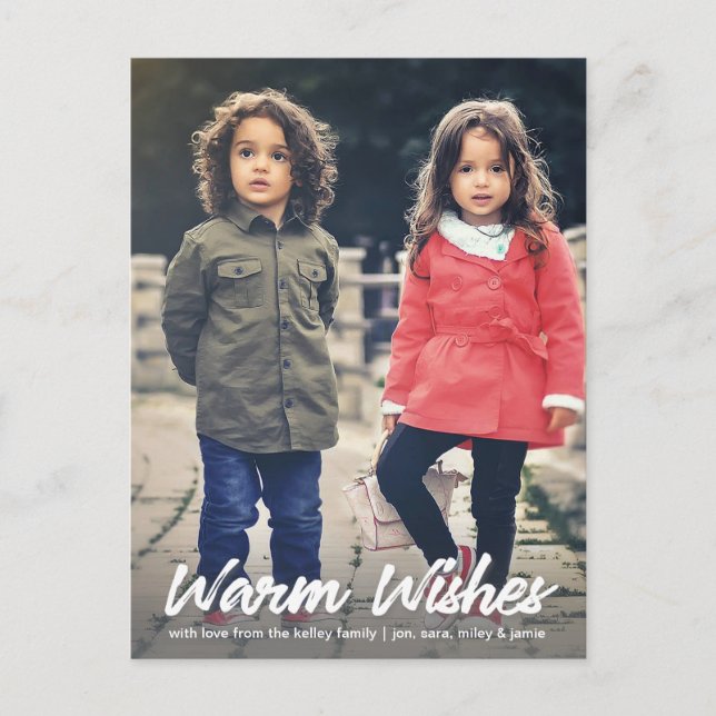 Postal Warm Wire White Script Vertical Holiday Photo (Anverso)