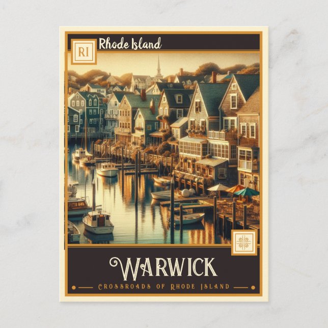 Postal Warwick, Isla Rhode | Vintage (Anverso)