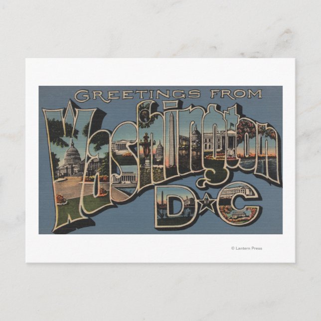 Postal Washington D.C. - Escenas de letras grandes (Anverso)