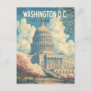 Postal Washington DC Capitol Viajes Arte Vintage