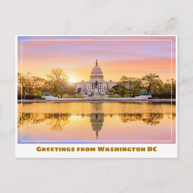 Postal Washington DC Capitolio de EE.UU. Sunset w Reflect (Anverso)