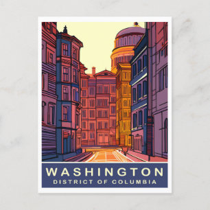 Postal Washington DC, colores vibrantes, viajes