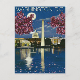 Postal Washington DC de noche, Casa Blanca, primavera