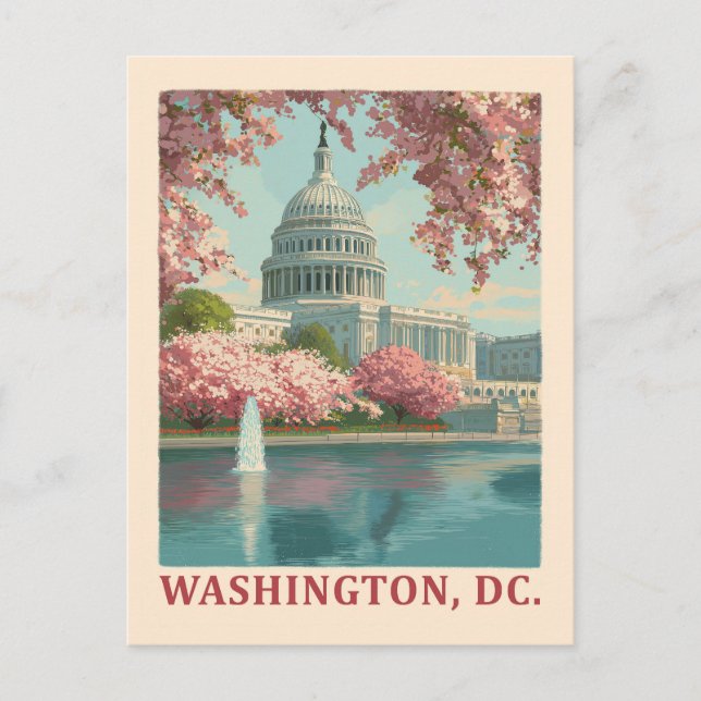 Postal Washington DC - Flores de cerezo y edificio del Ca (Anverso)