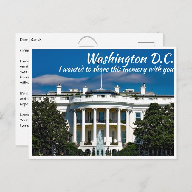 Postal Washington DC La Casa Blanca (Anverso / Reverso)