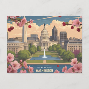 Postal Washington DC primavera Skyline_flor de cerezo