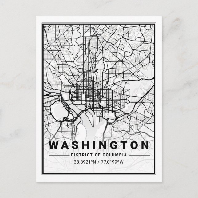 Postal Washington DC USA Travel City Map (Anverso)