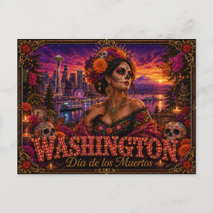 Postal Washington Día de los Muertos Retro