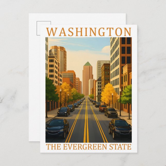 Postal Washington, Evergreen State USA Travel Place (Anverso / Reverso)