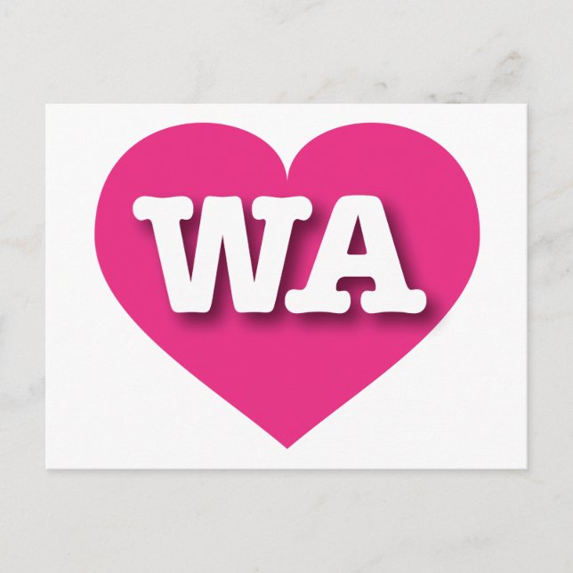 Postal Washington Hot Pink Heart - Amo a WA (Anverso)