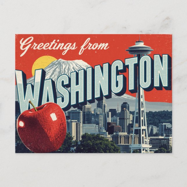 Postal Washington Seattle Space Needle Apple (Anverso)