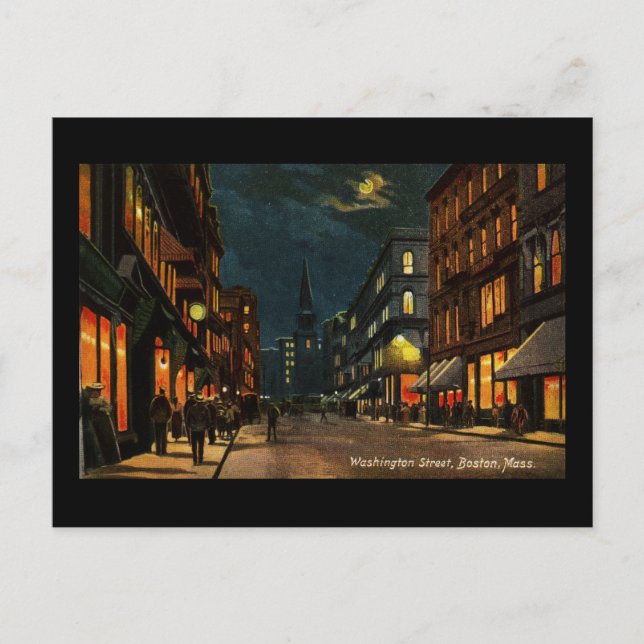 Postal Washington St Boston MAMÁES de noche (Anverso)