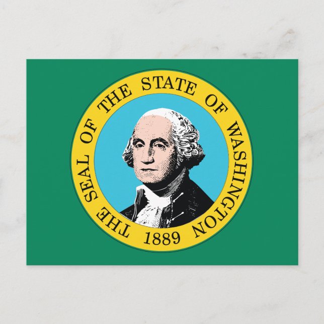 Postal Washington State Flag Green Field Portrait 1889 (Anverso)