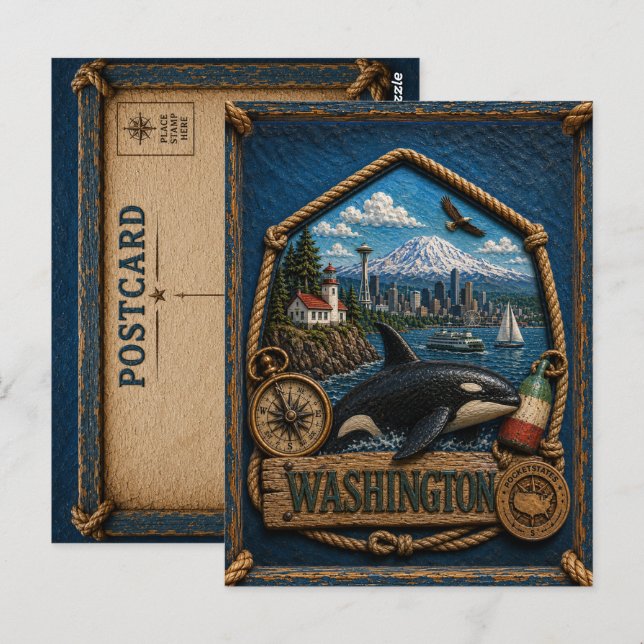 Postal Washington Viajes Antiguos (Anverso / Reverso)