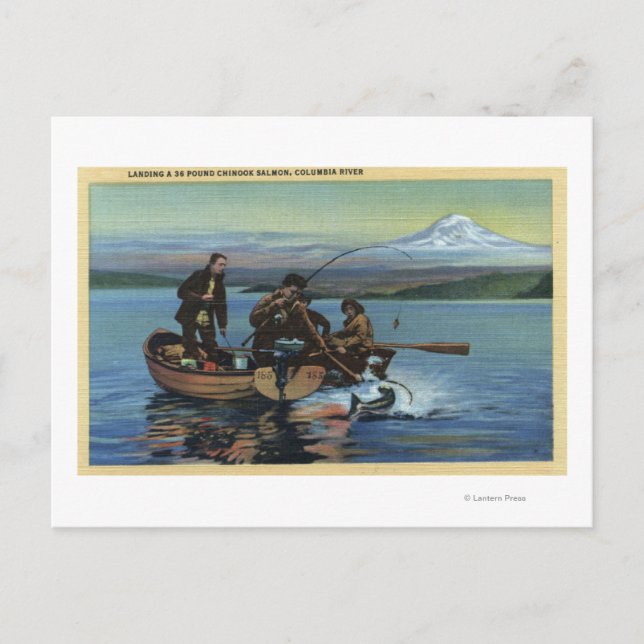 Postal Washington - Vista de los pescadores atrapando un  (Anverso)