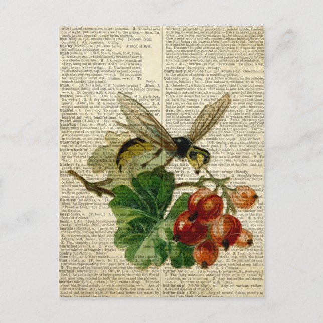 Postal Wasp floral art en la página del diccionario vinta (Anverso)