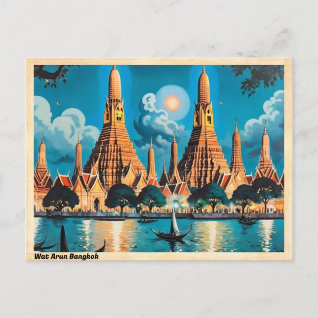 Postal Wat Arun Bangkok Viaje Vintage (Anverso)
