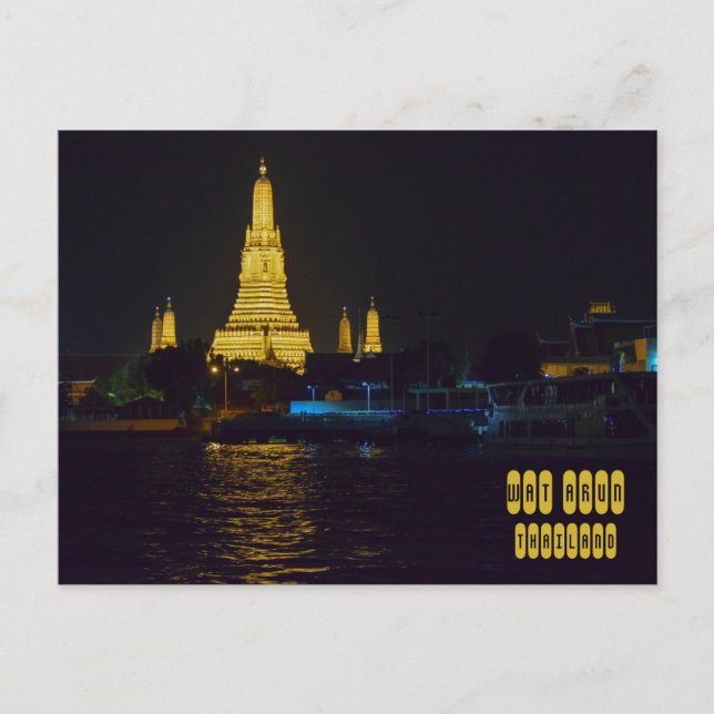 Postal Wat Arun de noche (Anverso)