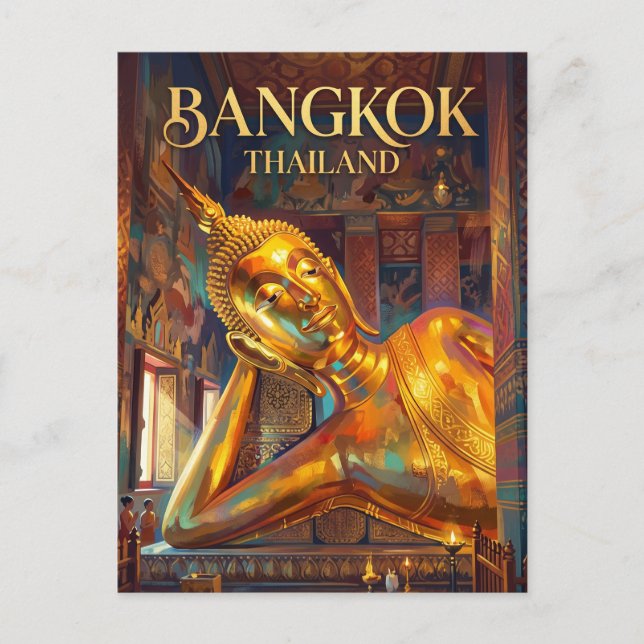 Postal Wat Pho (Buda Recostado) Tailandia (Anverso)