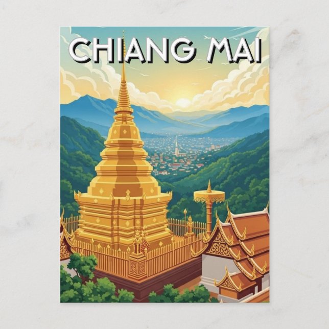 Postal Wat Phrathat Doi Suthep Chiang Mai Tailandia (Anverso)