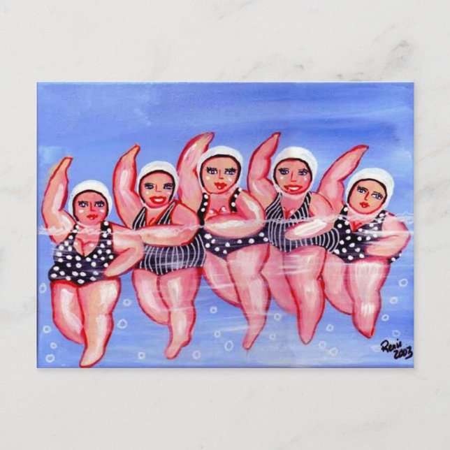 Postal Water Aerobic Divas Fun Whimsical Chubby (Anverso)