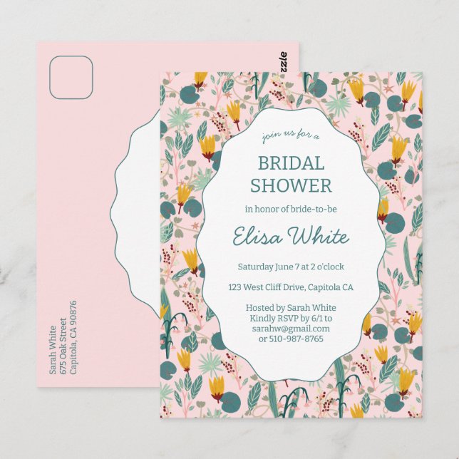 Postal Water Garden Floral Bridal Shower Cute CUSTOM  (Anverso / Reverso)