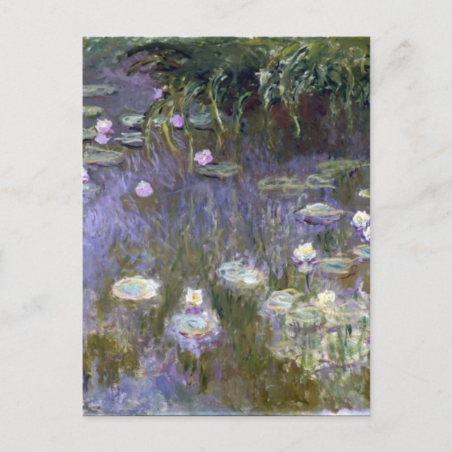 Postal Water Lilies 1922 de Claude Monet, francés, púrpur (Anverso)