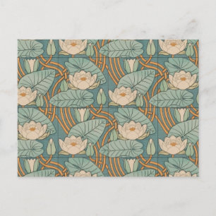 Postal Water Lilies Lily Naturaleza Art Nouveau
