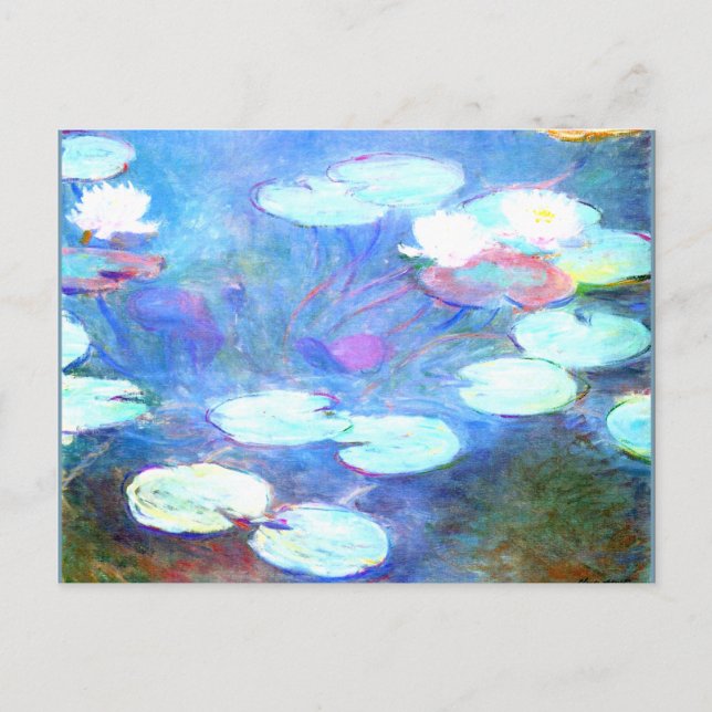 Postal Water Lilis, Pink - Hermoso arte de Claude Monet (Anverso)