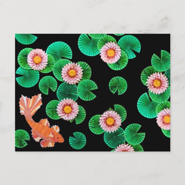 Postal Water Lilis y Koi Fish Postcard (Anverso)