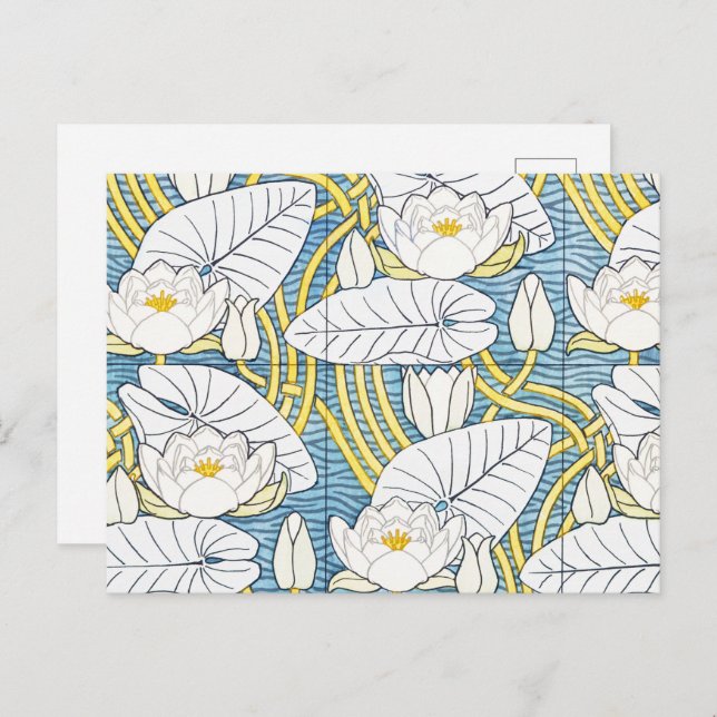Postal Water Lily Art Nouveau Floral (Anverso / Reverso)