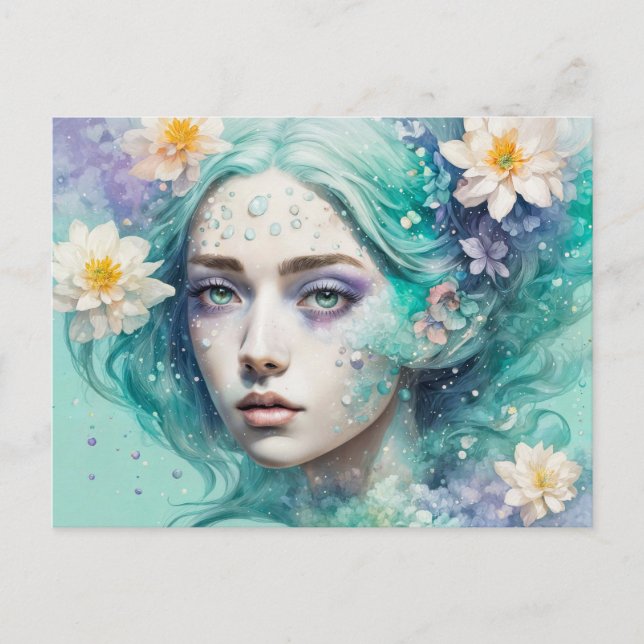 Postal Water Nymph with Lotus Flowers (Anverso)