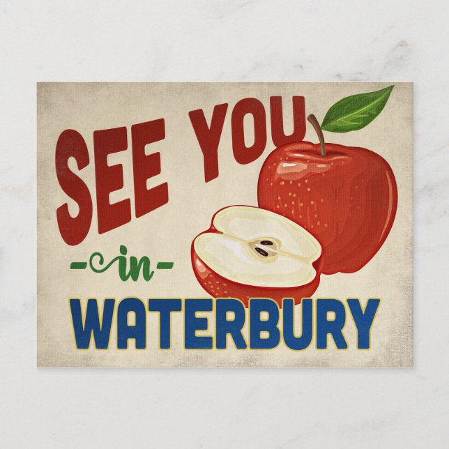 Postal Waterbury Connecticut Apple - Viajes de época (Anverso)