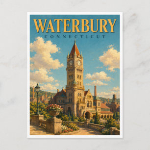 Postal Waterbury Connecticut Torre del Reloj GeoSaga