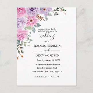 Postal watercoloer floral wedding Postcard