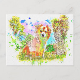 Postal Watercolor Abstract Dog