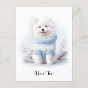 Postal Watercolor American Eskimo Puppy Dog Personalizado