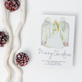 Postal Watercolor Ángel Whimsical Merry Christmas Script