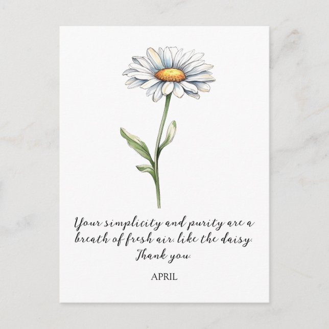 POSTAL WATERCOLOR APRIL DAISY BIRTH FLOWER POSTCARD (Anverso)