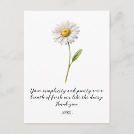 POSTAL WATERCOLOR APRIL DAISY BIRTH FLOWER POSTCARD