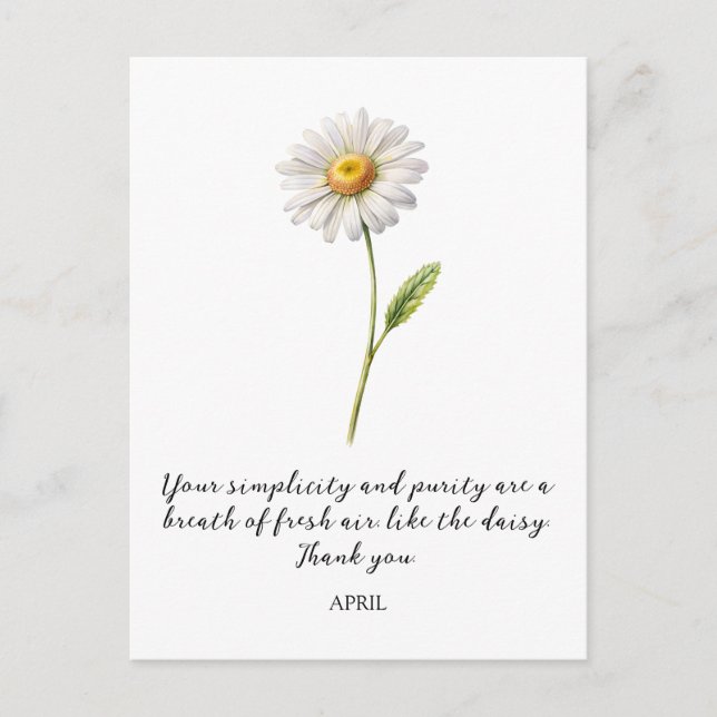 POSTAL WATERCOLOR APRIL DAISY BIRTH FLOWER POSTCARD (Anverso)